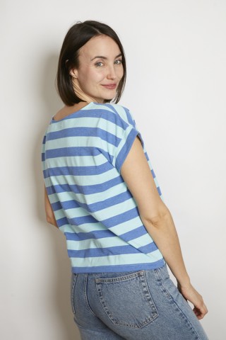 Camiseta SusiSweetdress a rayas azules tela polo- Ropa mujer SusiSweetdress