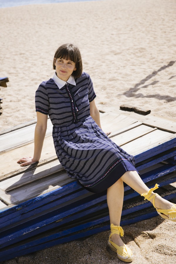 Vestido vintage azul marino con cenefas - Ropa mujer vintage SusiSweetdress