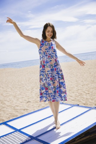 Vestido vintage azul con flores pastel - Ropa mujer vintage SusiSweetdress