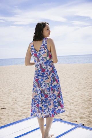 Vestido vintage azul con flores pastel - Ropa mujer vintage SusiSweetdress
