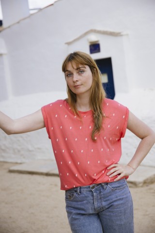 Camiseta SusiSweetdress rosa con rayos blancos- Ropa mujer SusiSweetdress