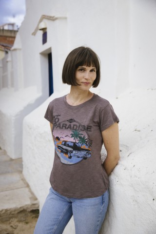 Camiseta SusiSweetdress marrón con estampado- Ropa mujer SusiSweetdress