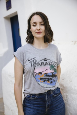 Camiseta SusiSweetdress gris con estampado vintage- Ropa mujer SusiSweetdress