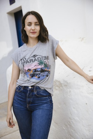 Camiseta SusiSweetdress gris con estampado vintage- Ropa mujer SusiSweetdress