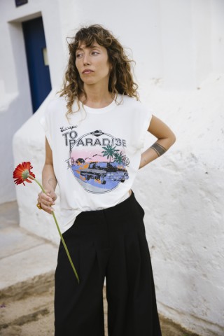 Camiseta SusiSweetdress blanca con estampado vintage- Ropa mujer SusiSweetdress