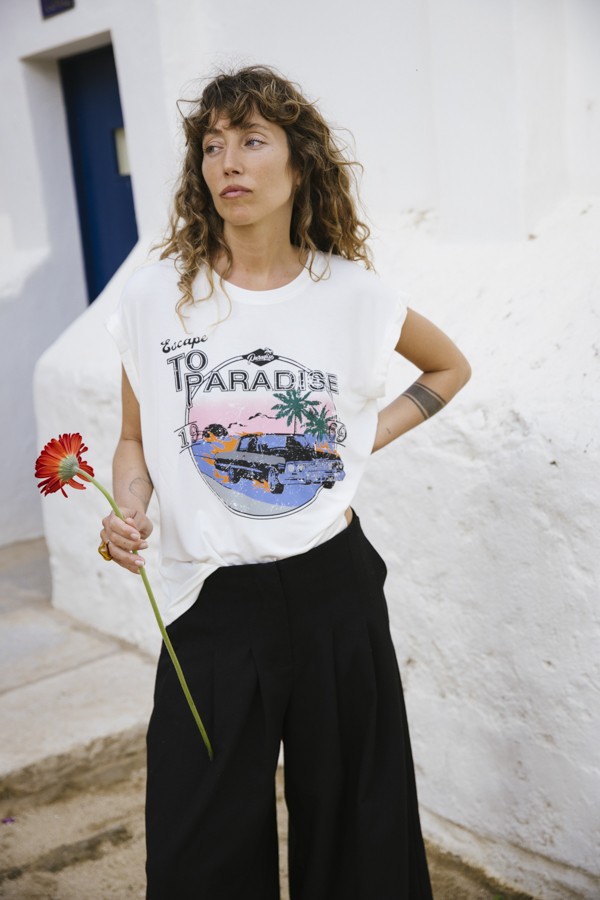 Camiseta SusiSweetdress blanca con estampado vintage- Ropa mujer SusiSweetdress
