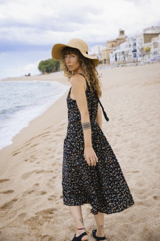 Vestido negro florecitas con tirantes- Colección SusiSweetdress