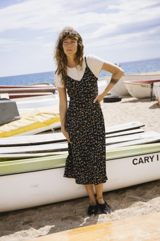 Vestido negro florecitas con tirantes- Colección SusiSweetdress