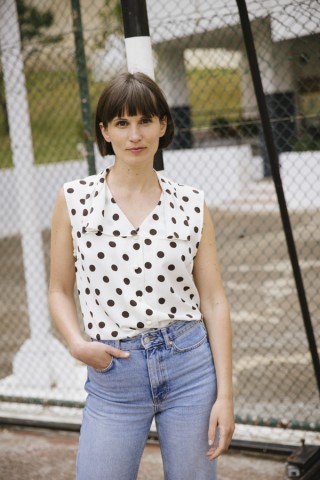 Camisa vintage blanco roto con lunares negros- Ropa mujer SusiSweetdress