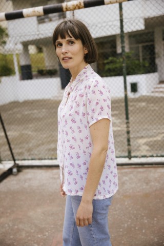 Camisa vintage blanca con flores rosas- Ropa mujer SusiSweetdress