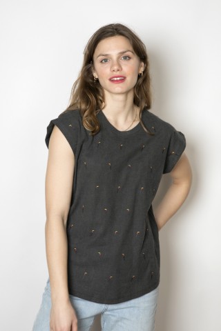 Camiseta SusiSweetdress gris oscuro con pelícanos- Ropa mujer SusiSweetdress
