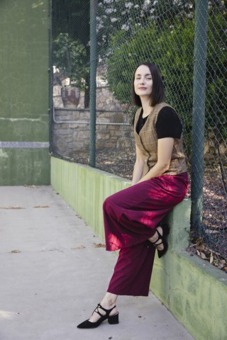 Pantalón palazzo de pana rojo tirantes- Ropa SusiSweetdress