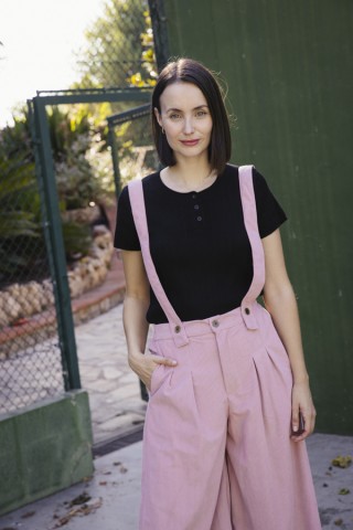 Pantalón palazzo de pana rosa pastel tirantes- Ropa SusiSweetdress