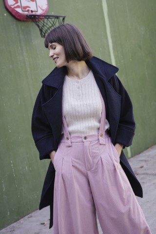 Pantalón palazzo de pana rosa pastel tirantes- Ropa SusiSweetdress