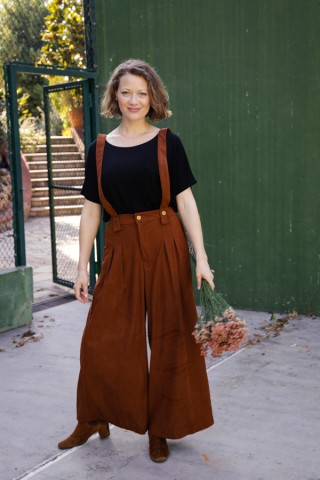 Pantalón palazzo de pana obre tirantes- Ropa SusiSweetdress