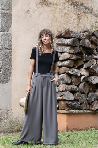 Pantalón palazzo gris tirantes- Ropa SusiSweetdress