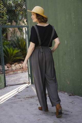 Pantalón palazzo gris tirantes- Ropa SusiSweetdress