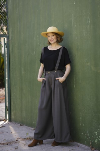 Pantalón palazzo gris tirantes- Ropa SusiSweetdress