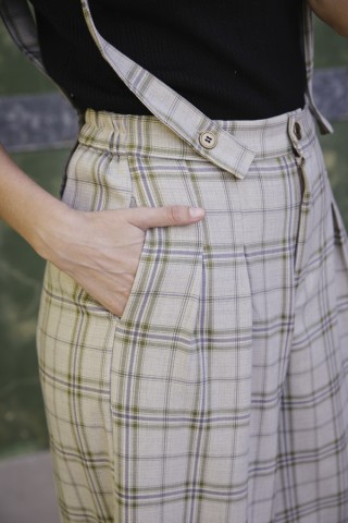 Pantalón palazzo a cuadros verde y azul pastel- Ropa SusiSweetdress