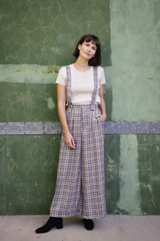 Pantalón palazzo gris a cuadros - Ropa SusiSweetdress