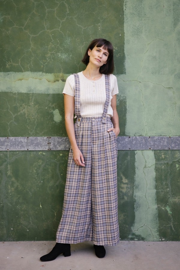 Pantalón palazzo gris a cuadros - Ropa SusiSweetdress
