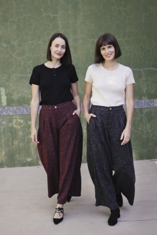 Pantalón palazzo granate chispeado - Ropa SusiSweetdress