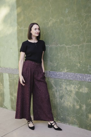 Pantalón palazzo granate chispeado - Ropa SusiSweetdress