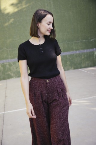 Pantalón palazzo granate chispeado - Ropa SusiSweetdress