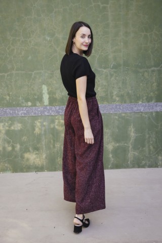 Pantalón palazzo granate chispeado - Ropa SusiSweetdress