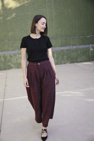 Pantalón palazzo granate chispeado - Ropa SusiSweetdress