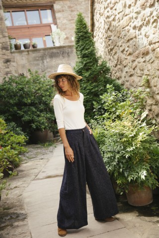 Pantalón palazzo azul marino chispeado - Ropa SusiSweetdress
