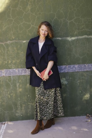 Falda maxi larga cruzada kaki con margaritas - Ropa mujer SusiSweetdress
