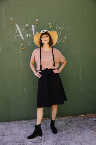Falda midi cruzada de pana negra- Ropa mujer SusiSweetdress