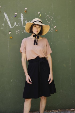 Falda midi cruzada de pana negra- Ropa mujer SusiSweetdress