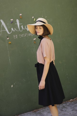 Falda midi cruzada de pana negra- Ropa mujer SusiSweetdress