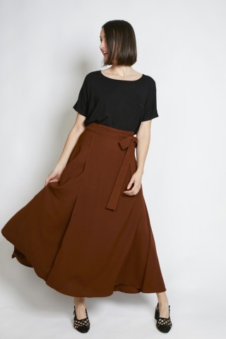 Falda maxi larga cruzada canela- Ropa mujer SusiSweetdress