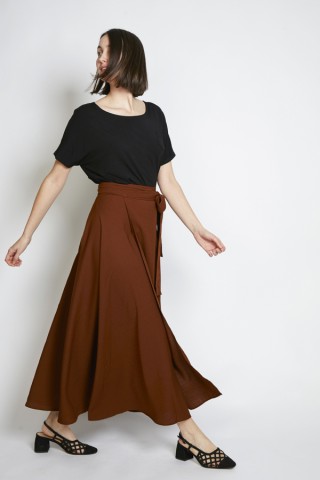Falda maxi larga cruzada canela- Ropa mujer SusiSweetdress