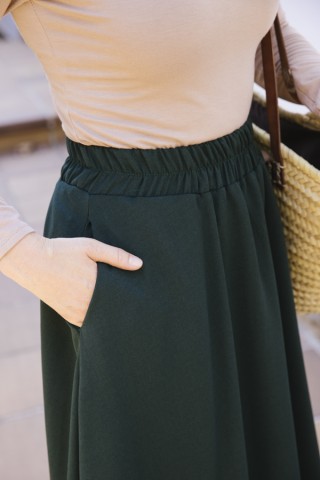 Falda maxi larga verde bosque con bolsillos- Ropa mujer SusiSweetdress