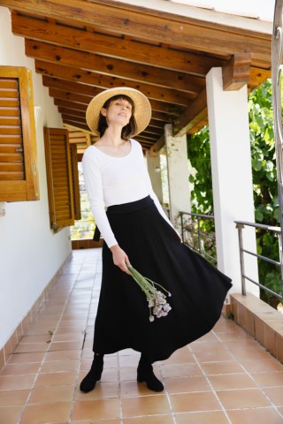Falda maxi larga negra de punto- Ropa mujer SusiSweetdress