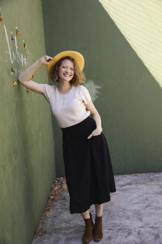 Falda pana negra con bolsillos delanteros- Ropa mujer SusiSweetdress