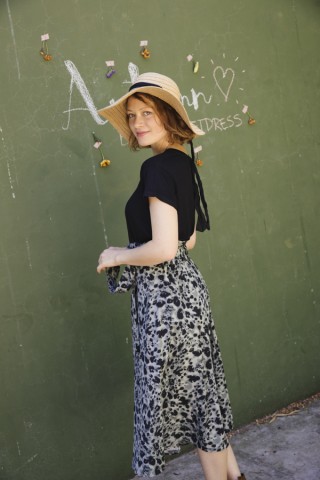 Falda larga animal print verde y negro con cintura alta- Ropa mujer SusiSweetdress