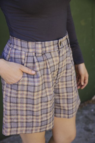 Shorts gris oscuro a cuadros- Ropa mujer SusiSweetdress