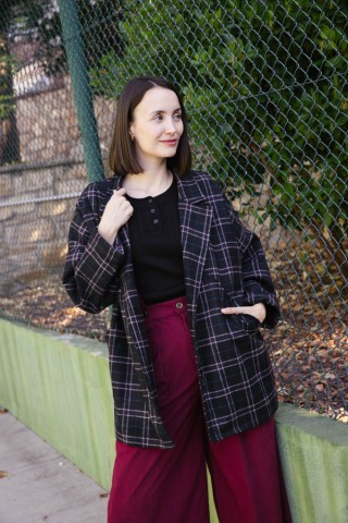 Blazer negra a cuadros grises y rojos-Ropa mujer SusiSweetdress