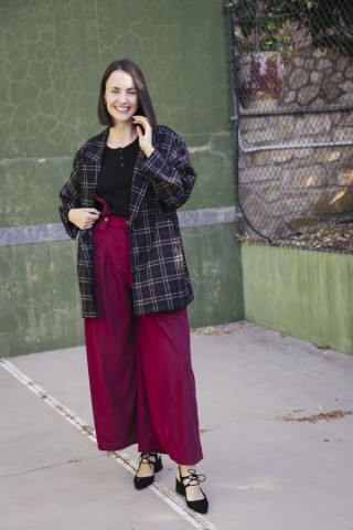 Blazer negra a cuadros grises y rojos-Ropa mujer SusiSweetdress