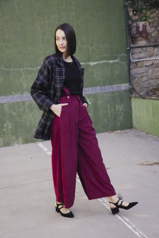 Blazer negra a cuadros grises y rojos-Ropa mujer SusiSweetdress