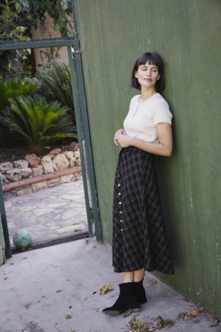 Falda larga negra a cuadros con botones- Ropa mujer SusiSweetdress