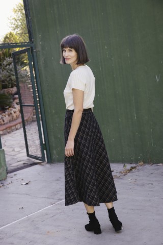 Falda larga negra a cuadros con botones- Ropa mujer SusiSweetdress