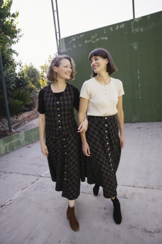 Falda larga negra a cuadros con botones- Ropa mujer SusiSweetdress