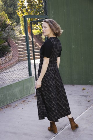 Falda larga negra a cuadros con botones- Ropa mujer SusiSweetdress