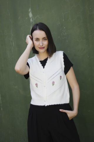 Chaleco blanco con flores bordadas- Ropa SusiSweetdress